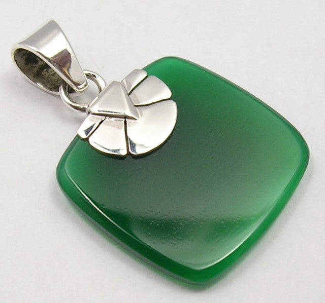 Pandantiv Argint 925 cu Onix Verde 3,5 cm lungime