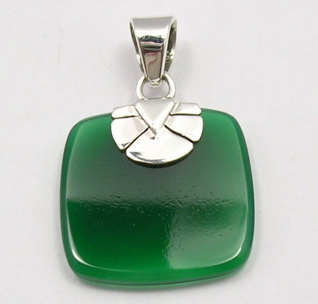 Pandantiv Argint 925 cu Onix Verde 3,5 cm lungime