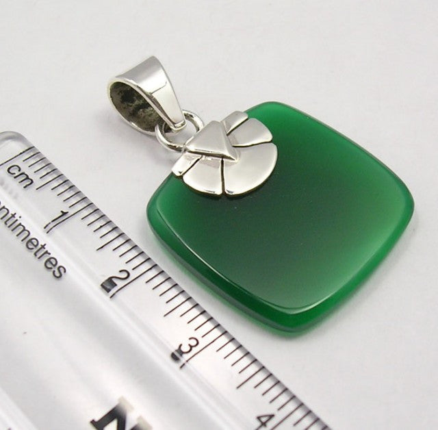 Pandantiv Argint 925 cu Onix Verde 3,5 cm lungime