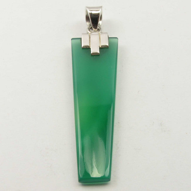 Pandantiv Argint 925 cu Onix Verde 4.9 cm lungime