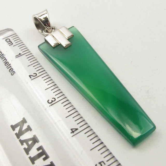 Pandantiv Argint 925 cu Onix Verde 4.9 cm lungime