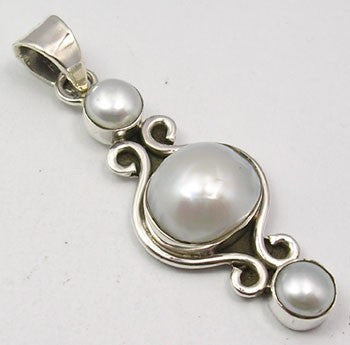 Pandantiv Argint 925 cu Perla Fresh Water 4,4 cm lungime