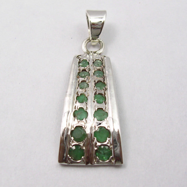 Pandantiv Argint 925 cu Smarald, 3.2 cm lungime