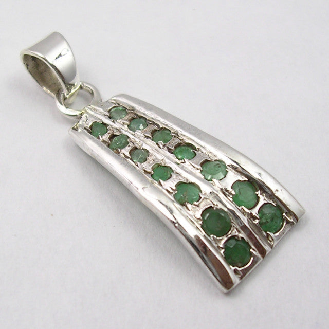 Pandantiv Argint 925 cu Smarald, 3.2 cm lungime