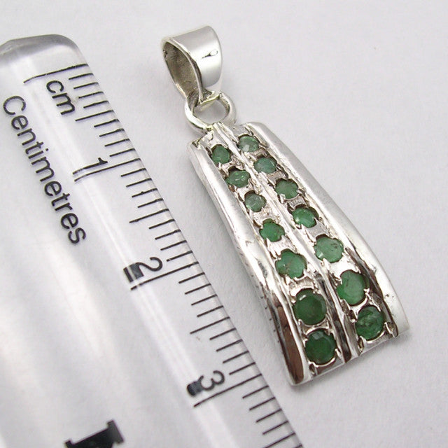 Pandantiv Argint 925 cu Smarald, 3.2 cm lungime