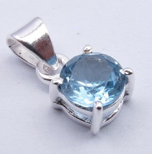 Pandantiv Argint 925 cu Topaz Albastru 1.6 cm lungime