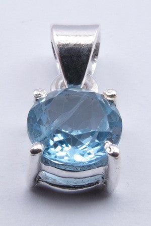 Pandantiv Argint 925 cu Topaz Albastru 1.6 cm lungime