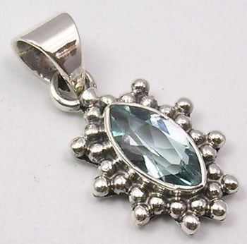 Pandantiv Argint 925 cu Topaz Albastru 2.4 cm lungime