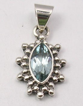 Pandantiv Argint 925 cu Topaz Albastru 2.4 cm lungime