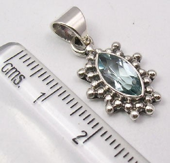 Pandantiv Argint 925 cu Topaz Albastru 2.4 cm lungime