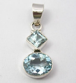 Pandantiv Argint 925 cu Topaz Albastru 3,1 cm lungime