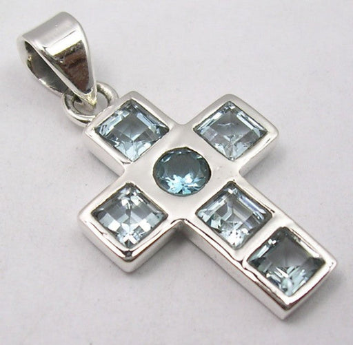 Pandantiv Argint 925 cu Topaz Albastru 3,1 cm lungime