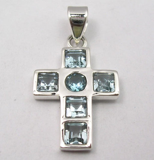 Pandantiv Argint 925 cu Topaz Albastru 3,1 cm lungime