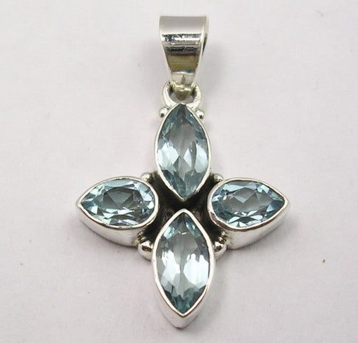 Pandantiv Argint 925 cu Topaz Albastru 3,2 cm lungime