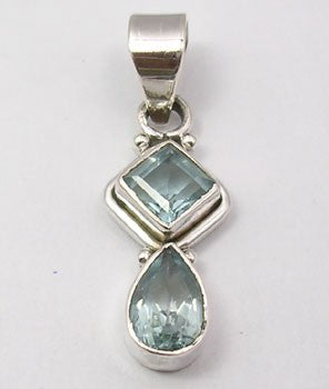 Pandantiv Argint 925 cu Topaz Albastru 3,3 cm lungime