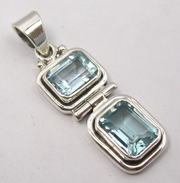 Pandantiv Argint 925 cu Topaz Albastru 3,4 cm lungime