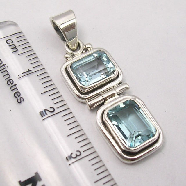 Pandantiv Argint 925 cu Topaz Albastru 3,4 cm lungime