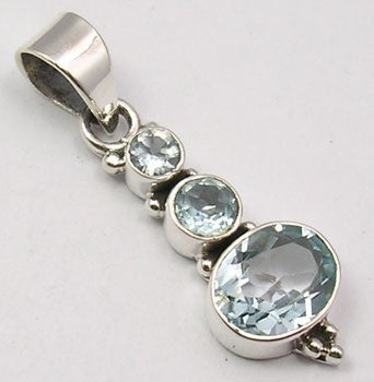 Pandantiv Argint 925 cu Topaz Albastru 3,5 cm lungime