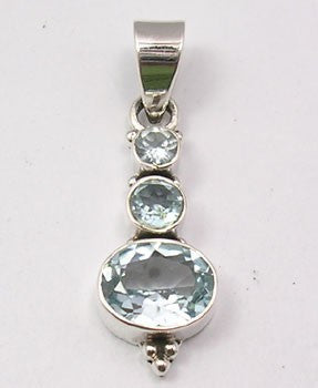 Pandantiv Argint 925 cu Topaz Albastru 3,5 cm lungime