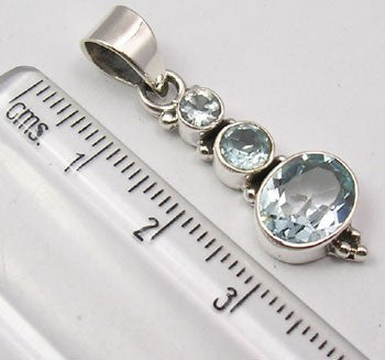 Pandantiv Argint 925 cu Topaz Albastru 3,5 cm lungime