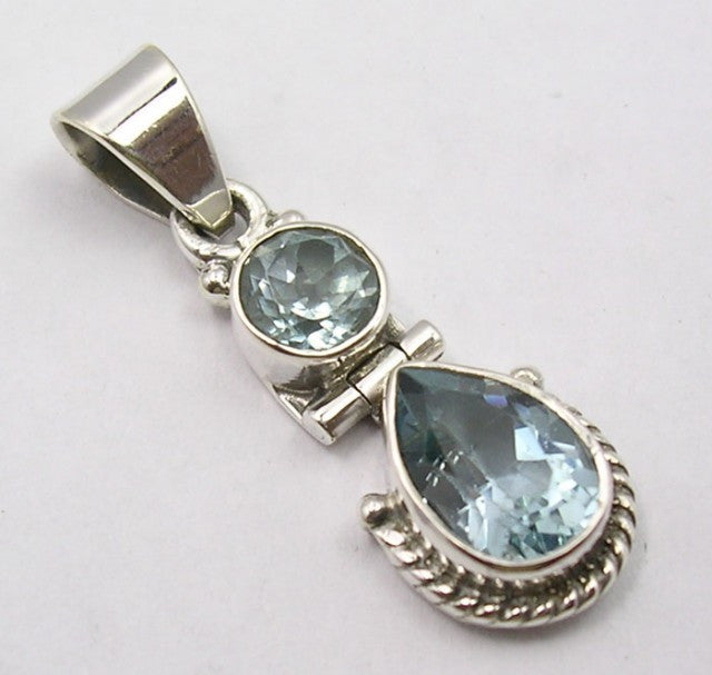 Pandantiv Argint 925 cu Topaz Albastru 3 cm lungime