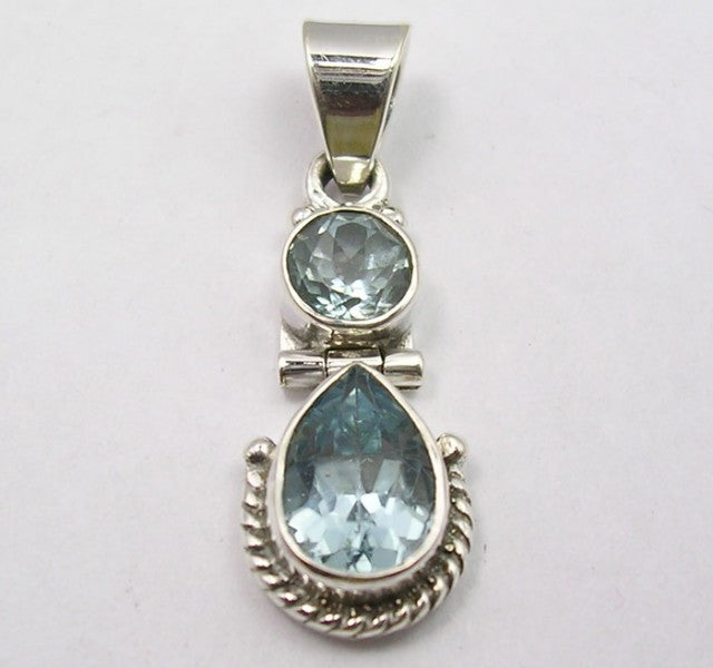 Pandantiv Argint 925 cu Topaz Albastru 3 cm lungime