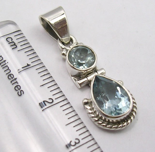 Pandantiv Argint 925 cu Topaz Albastru 3 cm lungime