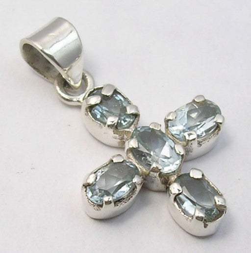 Pandantiv Argint 925 cu Topaz Albastru 3 cm lungime