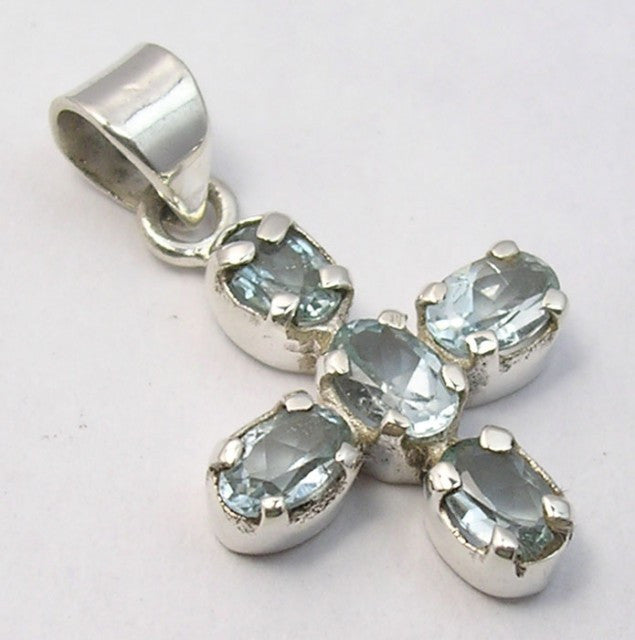 Pandantiv Argint 925 cu Topaz Albastru 3 cm lungime