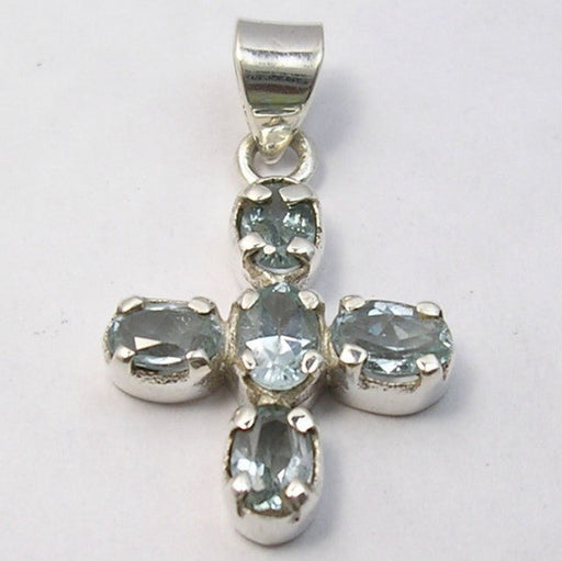 Pandantiv Argint 925 cu Topaz Albastru 3 cm lungime