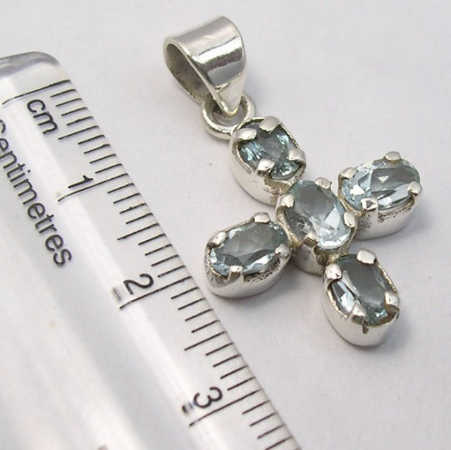 Pandantiv Argint 925 cu Topaz Albastru 3 cm lungime