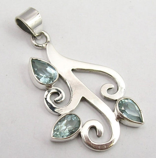 Pandantiv Argint 925 cu Topaz Albastru 4.2 cm lungime