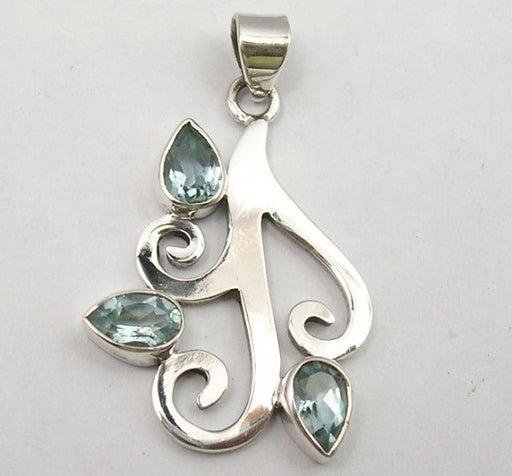 Pandantiv Argint 925 cu Topaz Albastru 4.2 cm lungime