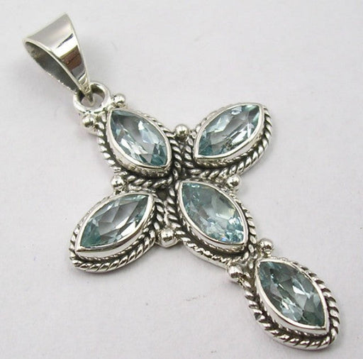 Pandantiv Argint 925 cu Topaz Albastru 4.4 cm lungime