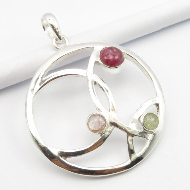 Pandantiv Argint 925 cu Turmalina, 4.3 cm lungime