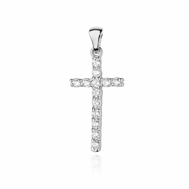 Pandantiv Cruce Aur 14 K cu Diamante Naturale 0.39 ct