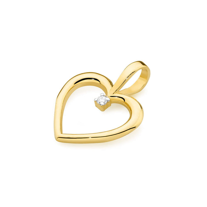 Pandantiv Inima Aur 14k cu Diamant Natural 0.005 ct