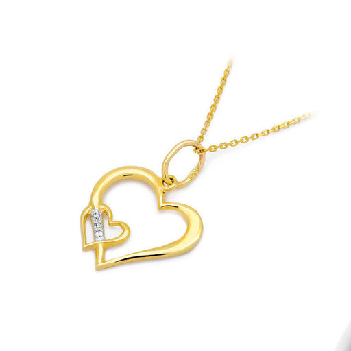 Pandantiv Inima Aur 14K cu Diamante Naturale 0.015 ct