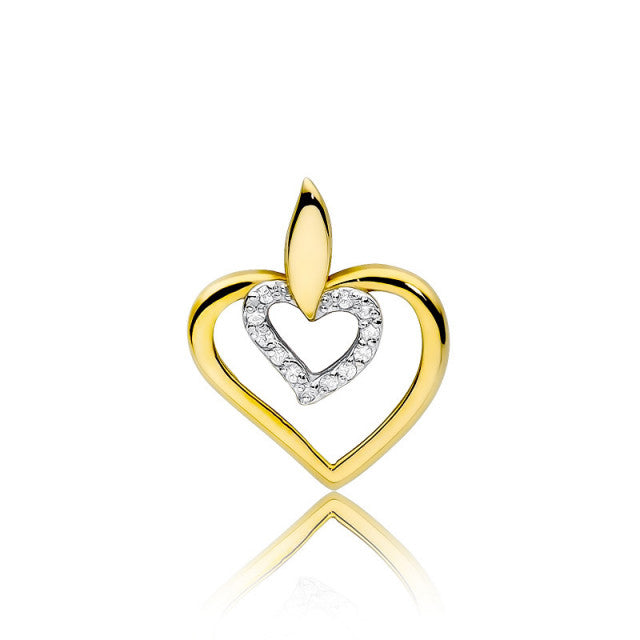 Pandantiv Inima Aur 14K cu Diamante Naturale 0.06 ct