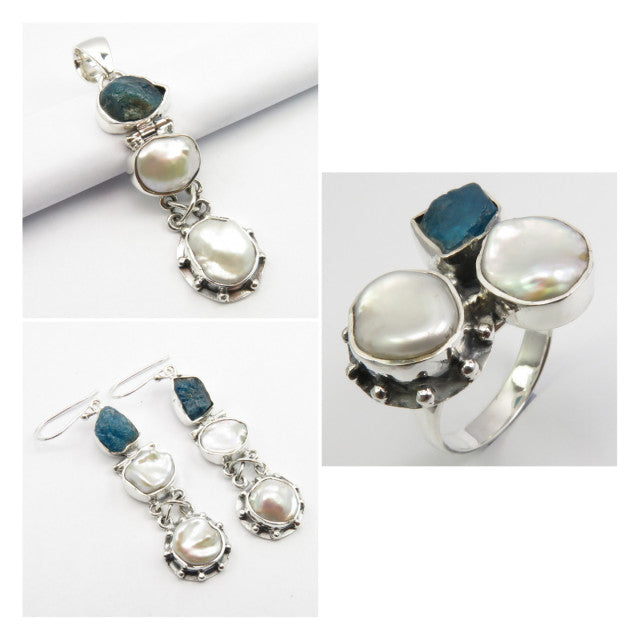 Set Argint 925 cu Perla Fresh Water