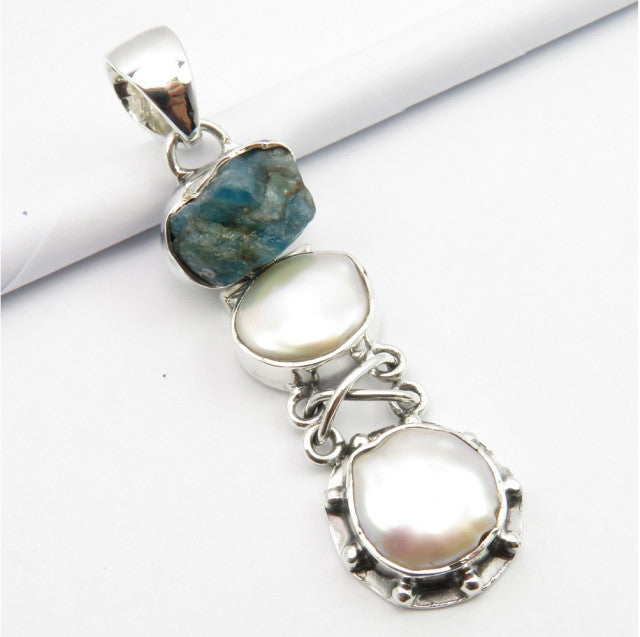 Set Argint 925 cu Perla Fresh Water si Apatit