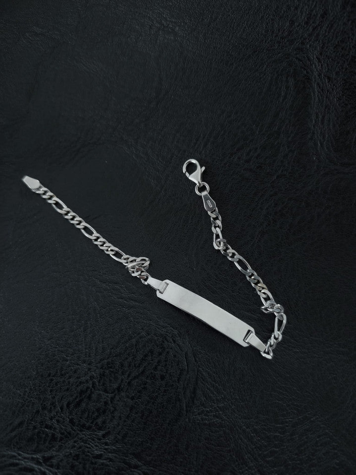 Bratara Figaro Argint 925, rodiat, cu placuta, lungime 17 cm